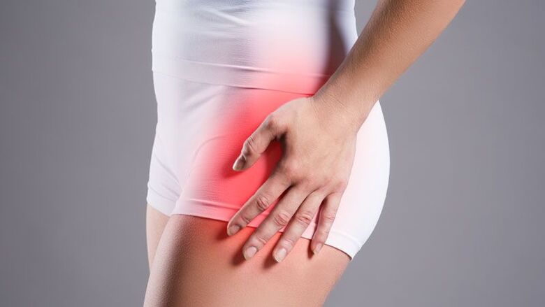 Pain in the groin at the hip joint with osteoarthritis